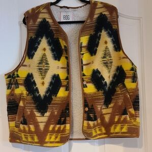 BDG Patterned Vest - Yellow and Brown